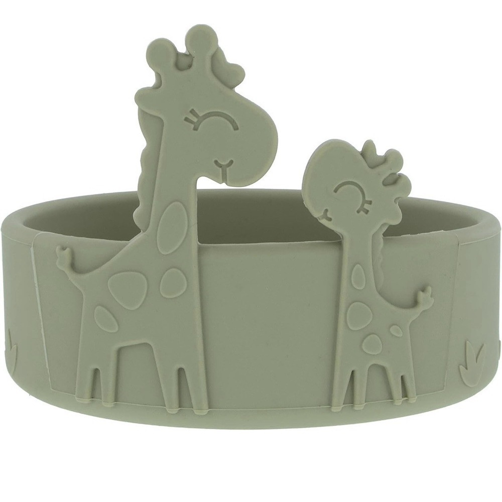 Nuby Silicone Bowl Sage Green Giraffe 6m+ Toddler Feeding Suction Bowl